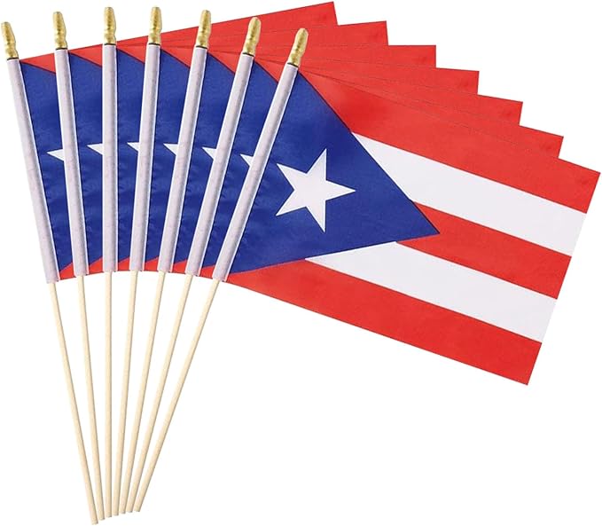GSYLPFT 12 Pack Puerto Rican Flags on Sticks Puerto Rico Small Mini Hand Held Flags for Office Classroom Holiday Party Decorations