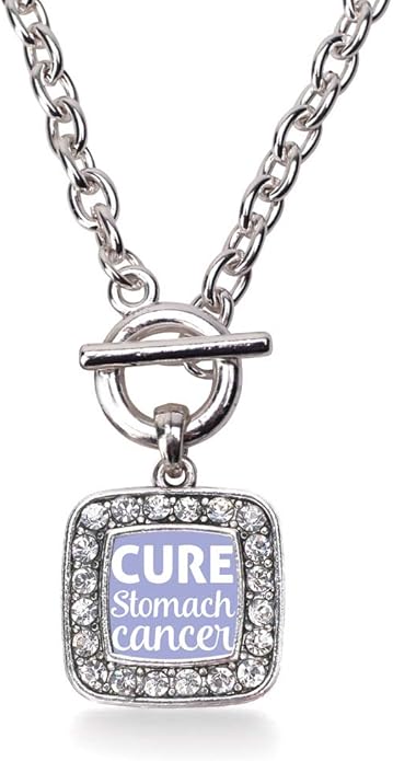 Inspired Silver - Silver Square Charm 18 Inch Necklace with Cubic Zirconia Jewelry