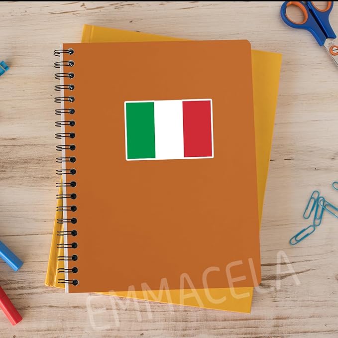(3PCS) Italy Flag stickers, Countries Flag Stickers - Waterproof Vinyl Decals For Laptops, Tumblers, Water Bottles, Books, Scrapbooks, Size 3 x 2.1 Inch
