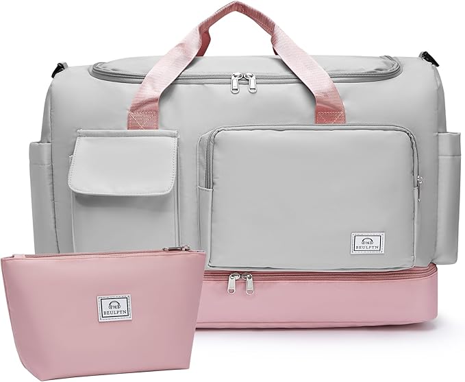 Small Gym Bag for Women, Travel Duffle Bag Carry On Weekender Bag with Shoe Compartment