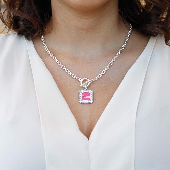 Inspired Silver - Silver Square Charm 18 Inch Necklace with Cubic Zirconia Jewelry