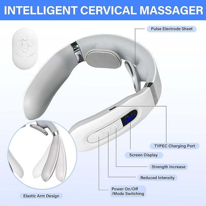Richie House Neck Massager for Pain Relief Deep Tissue,Electric Portable Neck Massager with Heat for Women Men