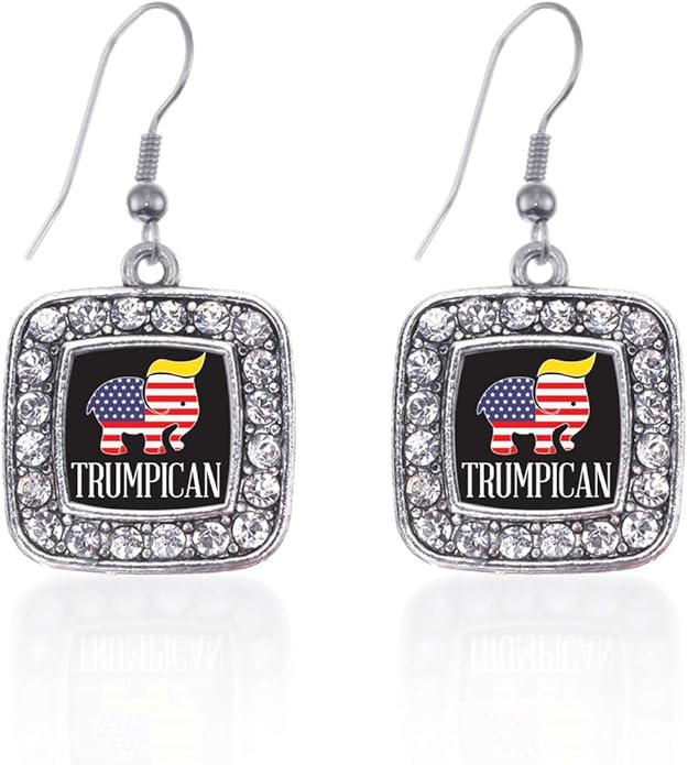 Inspired Silver - Silver Square Charm French Hook Drop Earrings with Cubic Zirconia Jewelry