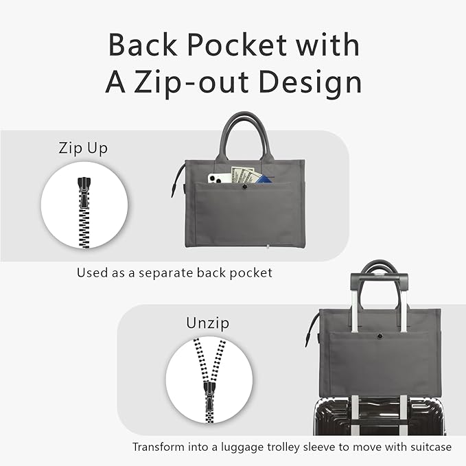 TOPDesign Heavy-Duty Canvas Tote Bag for Women, Adjustable Crossbody/Shoulder Handbag with 9 Pockets, Everything Tote