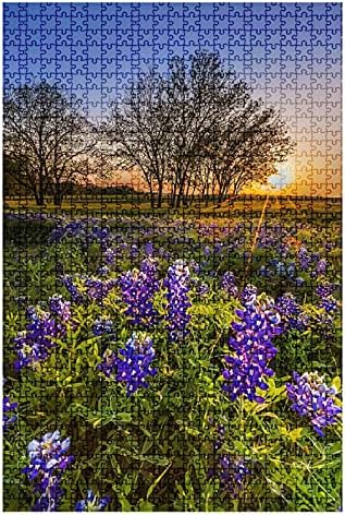1000 Piece Puzzle Texas Bluebonnet Filed at Sunset in Spring Indoor Activities Difficult Jigsaw Puzzle Set for Adults Children Educational Toys Gift