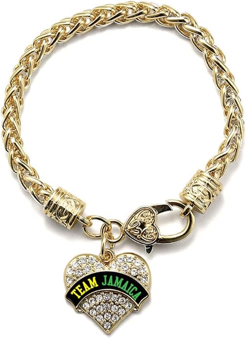 Inspired Silver - Gold Pave Heart Charm Bracelet with Cubic Zirconia Jewelry