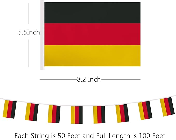 Yamiuo 100 Feet Germany String Flag, 76 Pcs German Banner Flag, Small Mini World Banner Flags for Sports Events, Bars Decorations, School Festivals, Party Decorations, Celebrations (Germany)