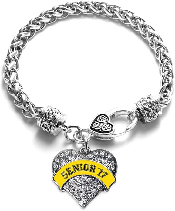 Inspired Silver - Silver Pave Heart Charm Bracelet with Cubic Zirconia Jewelry