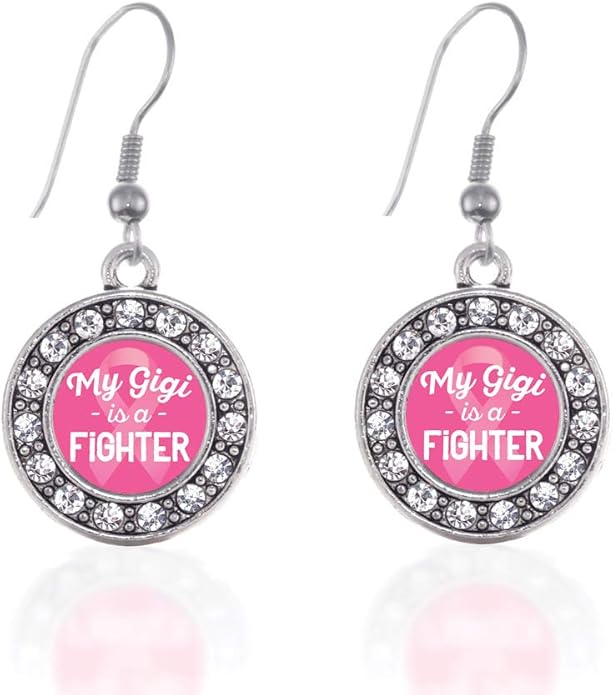 Inspired Silver - Silver Circle Charm French Hook Drop Earrings with Cubic Zirconia Jewelry