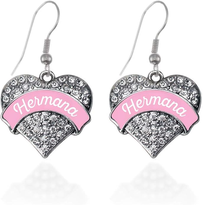 Inspired Silver - Silver Pave Heart Charm French Hook Drop Earrings with Cubic Zirconia Jewelry