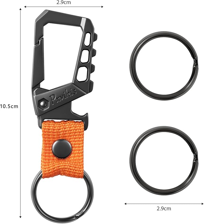 Pxvikis Metal heavy duty key chain carabiner clip bottle opener wrist lanyard ring car key fob unisex for men and women