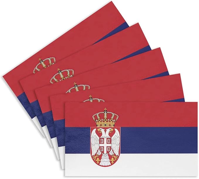 CANTENDO 5Pcs Serbia Flag Decal Sticker - Serbian Flags Reflective Vinyl Car Stickers - for Car Window Bumper Waterproof Sticker (2.5 x 4.5 Inch)