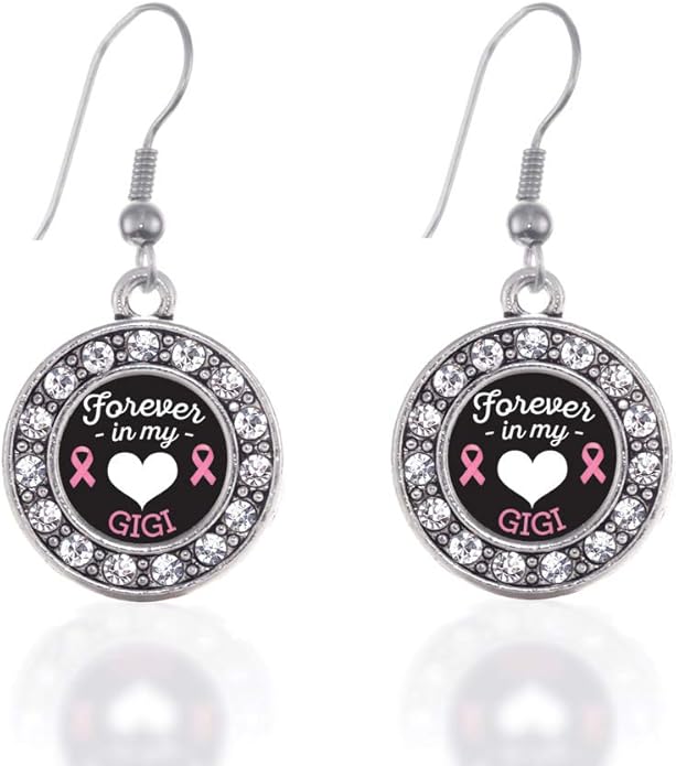 Inspired Silver - Silver Circle Charm French Hook Drop Earrings with Cubic Zirconia Jewelry