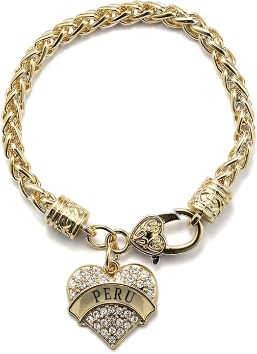 Inspired Silver - Gold Pave Heart Charm Bracelet with Cubic Zirconia Jewelry