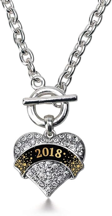 Inspired Silver - Silver Pave Heart Charm 18 Inch Necklace with Cubic Zirconia Jewelry