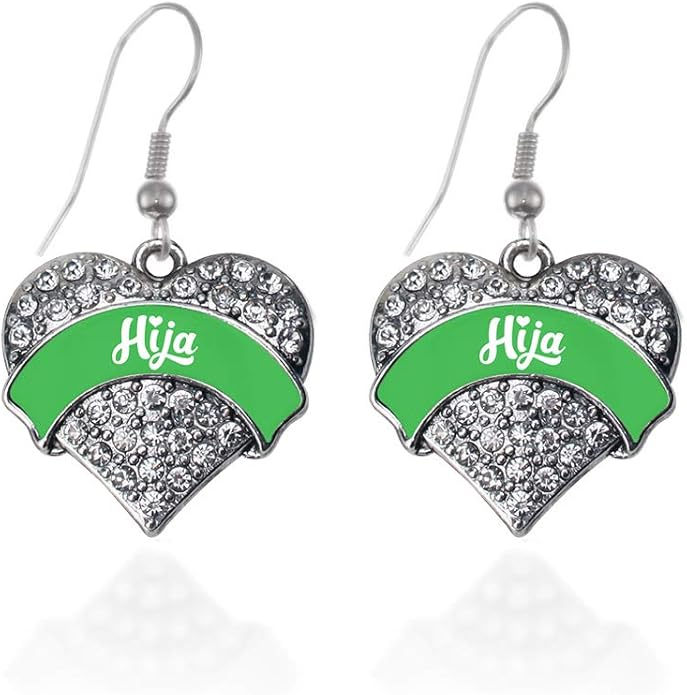 Inspired Silver - Silver Pave Heart Charm French Hook Drop Earrings with Cubic Zirconia Jewelry