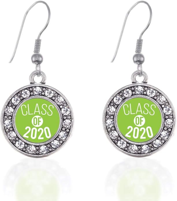 Inspired Silver - Silver Circle Charm French Hook Drop Earrings with Cubic Zirconia Jewelry