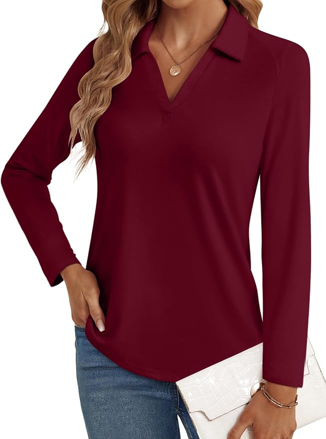 3/4 Length Sleeve Womens Tops Dressy Casual V Neck Polo Shirts Business Work Blouses 2025 Trendy Tunic Top