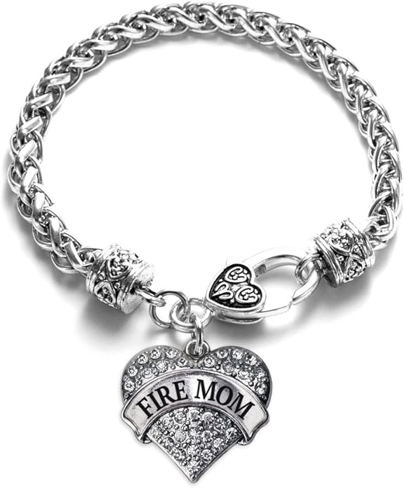 Inspired Silver - Silver Pave Heart Charm Bracelet with Cubic Zirconia Jewelry