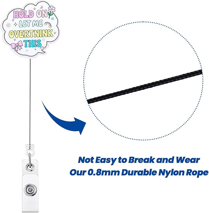 Hold On Let Me Overthink This Funny Medical Badge Reel | Cute Retractable ID Card Badge Holder | Name Tag Work Badge Clip for RN LPN CNA MA PCA ST Night Shift Nurse Psychotherapist Gifts | Acrylic