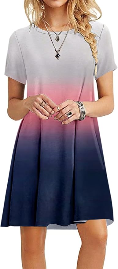 MOLERANI Women's Casual Plain Simple T-Shirt Loose Dress