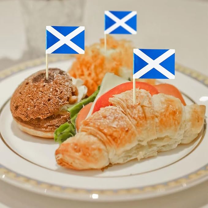 Scotland Flag Scottish Flag, Small Mini Scotland Toothpick Flags for Food, Cupcakes, Cocktails, Appetizers, Bar Party Decorations