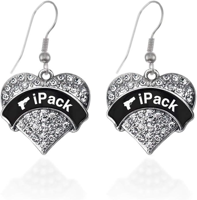Inspired Silver - Silver Pave Heart Charm French Hook Drop Earrings with Cubic Zirconia Jewelry