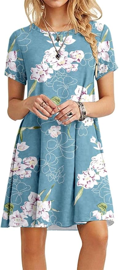 MOLERANI Women's Casual Plain Simple T-Shirt Loose Dress