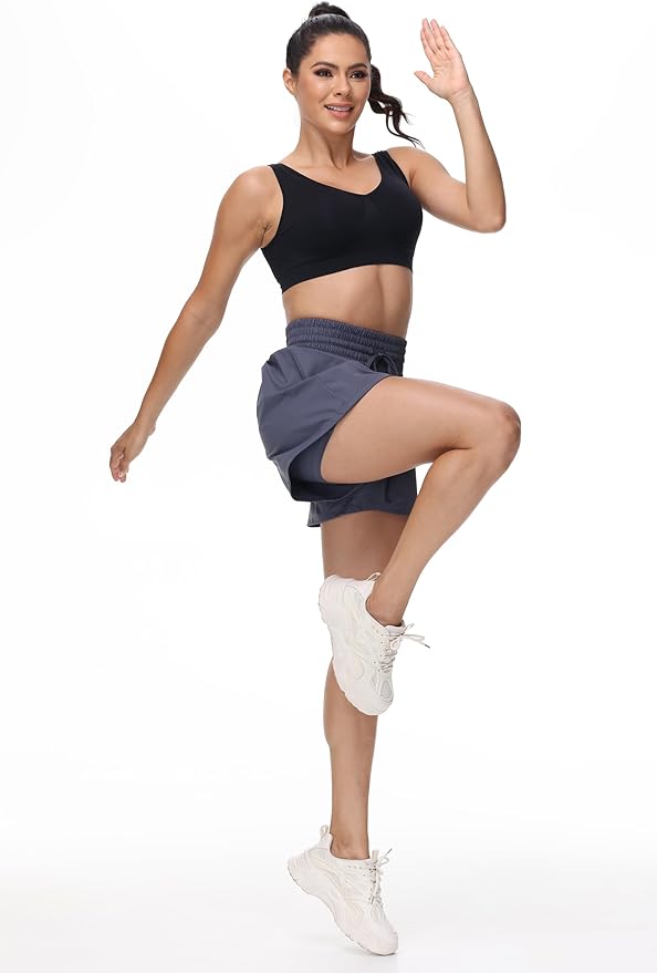 Blaosn Flowy Athletic Shorts for Women Gym Workout Running Short Pants High Waist Skort with Pocket Casual Summer Clothes