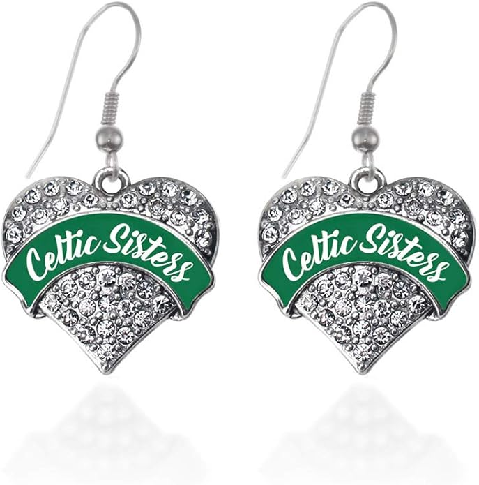 Inspired Silver - Silver Pave Heart Charm French Hook Drop Earrings with Cubic Zirconia Jewelry