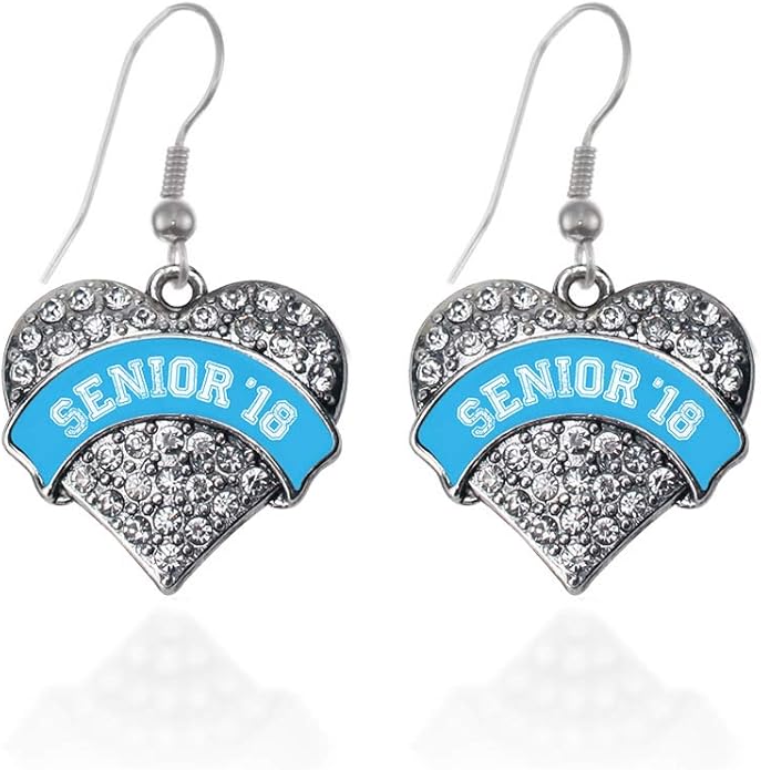 Inspired Silver - Silver Pave Heart Charm French Hook Drop Earrings with Cubic Zirconia Jewelry