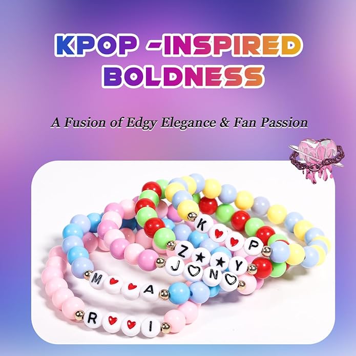AICase for Korea-Pop Merch Toys Gifts Doll Cosplay Outfit Costume 5 Pcs Stackable Stretch Friendship Beaded K_Pop Bracelets Merchandise Jewelry Gifts for Fans Women Christmas Stocking