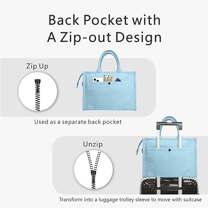 TOPDesign Heavy-Duty Canvas Tote Bag for Women, Adjustable Crossbody/Shoulder Handbag with 9 Pockets, Everything Tote