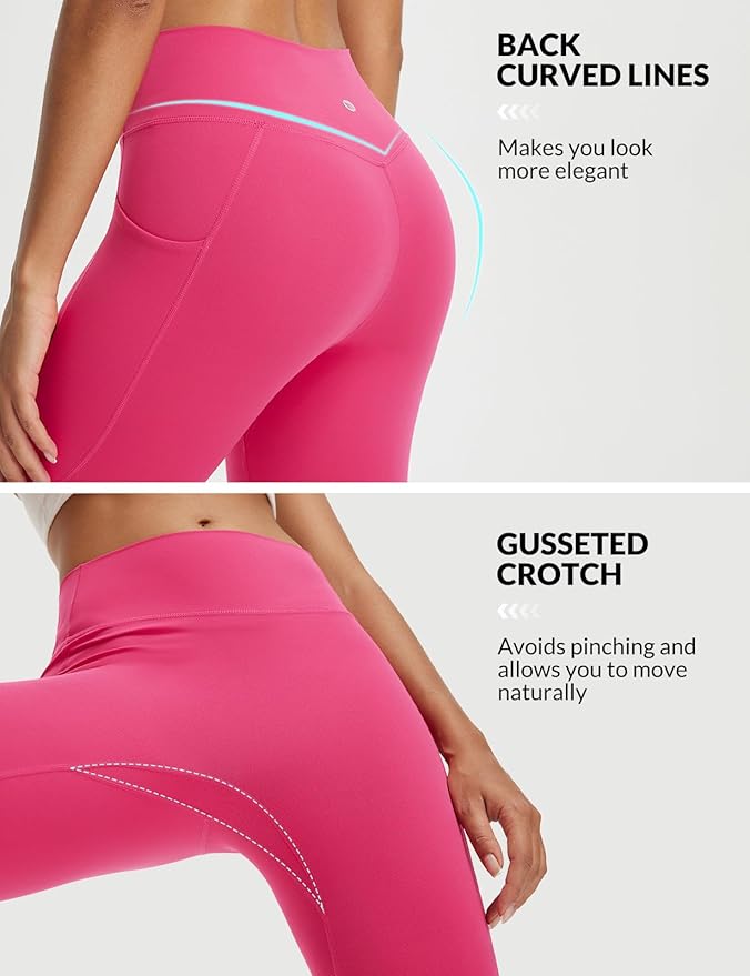 baleaf Women's Capri Leggings with 3 Pockets Tummy Control 21" Inseam Workout Capris Yoga Pants