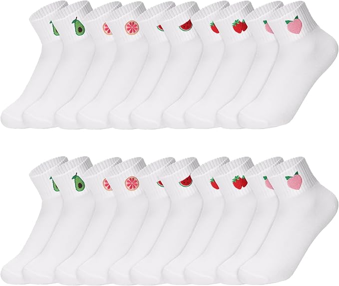Eurzom 10 Pairs Socks Womens Crew Elastic Ankle Length Cotton Socks Aesthetic Cute Lightweight Low Cut Gifts for Women