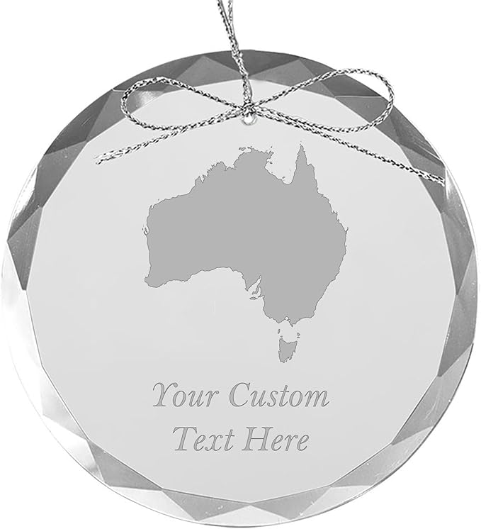 Australia, Personalized Travel Christmas Ornament – Customized Engraved Glass Keepsake - Custom Family Trip & Vacation, 2024, 2025, 2026, 2027 & Name – Destination Xmas Holiday Ornament