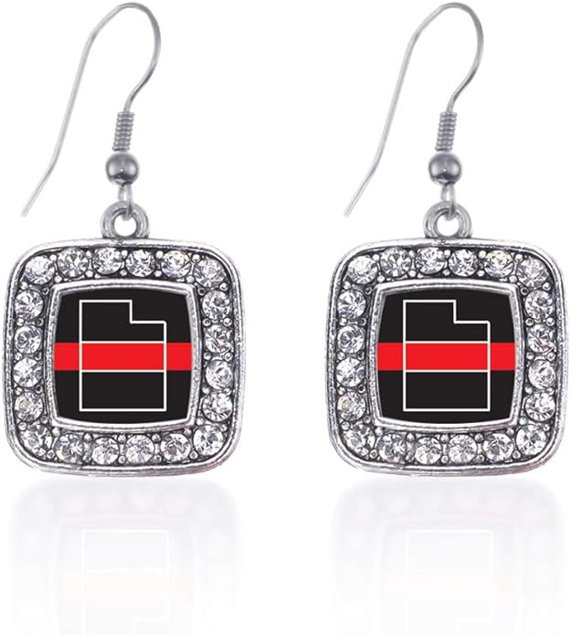 Inspired Silver - Silver Square Charm French Hook Drop Earrings with Cubic Zirconia Jewelry