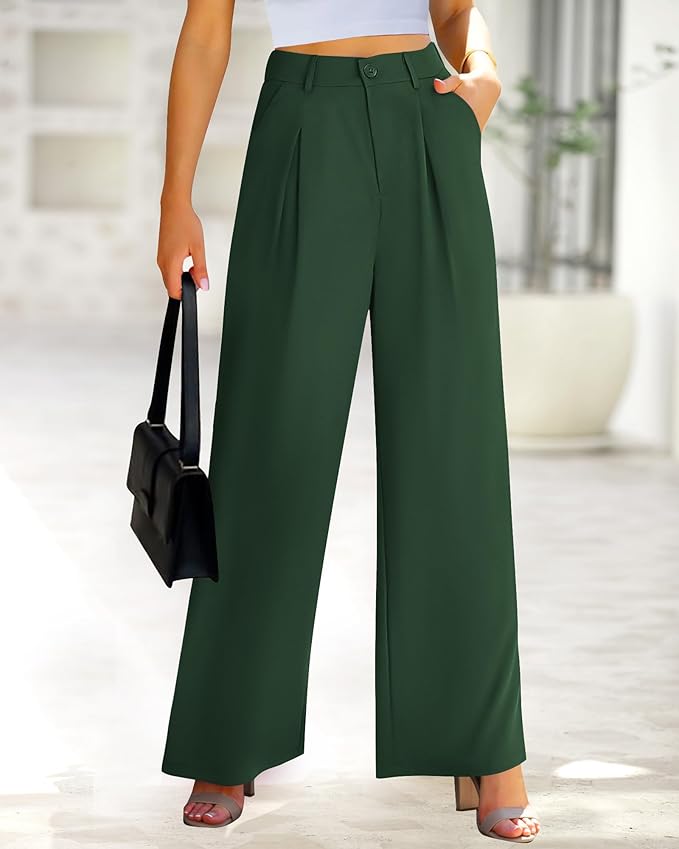 BTFBM Women High Waist Palazzo Pants Spring 2026 Casual Wide Leg Trousers Loose Work Office Business Suit Pant Pockets