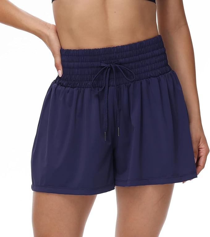 Blaosn Flowy Athletic Shorts for Women Gym Workout Running Short Pants High Waist Skort with Pocket Casual Summer Clothes