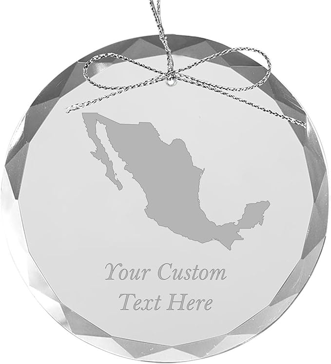 Mexico, Personalized Travel Christmas Ornament – Customized Engraved Glass Keepsake - Custom Family Trip & Vacation, 2024, 2025, 2026, 2027 & Name – Destination Xmas Holiday Ornament