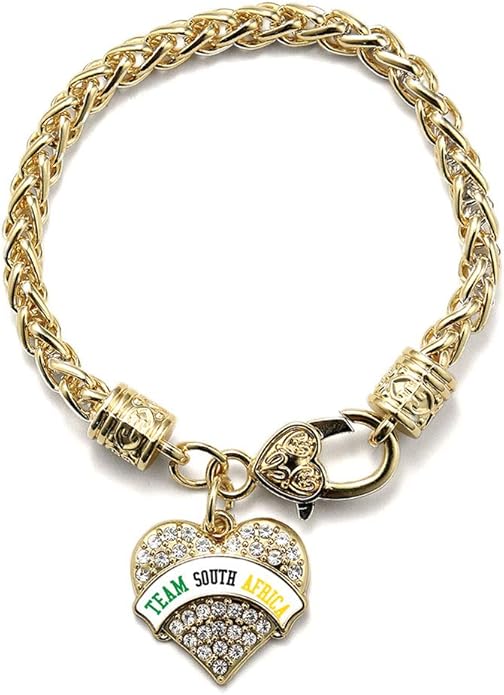 Inspired Silver - Gold Pave Heart Charm Bracelet with Cubic Zirconia Jewelry