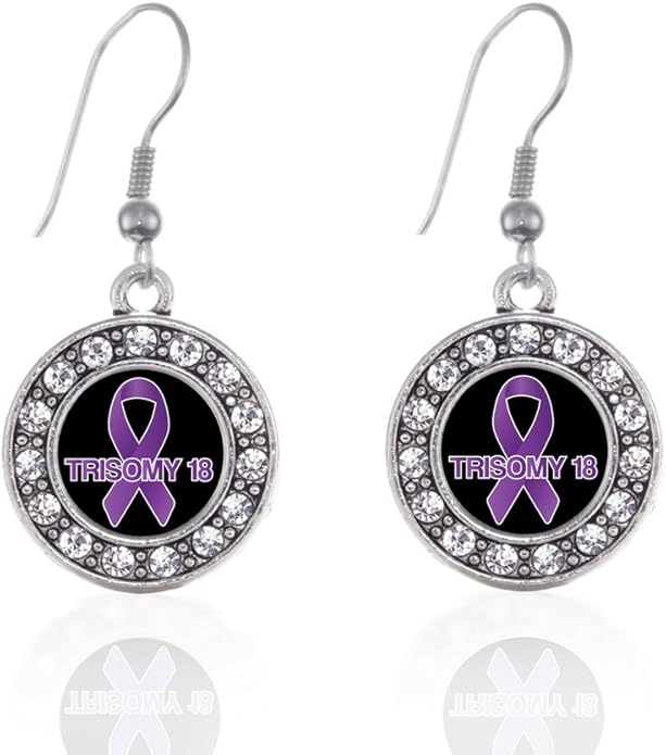 Inspired Silver - Silver Circle Charm French Hook Drop Earrings with Cubic Zirconia Jewelry
