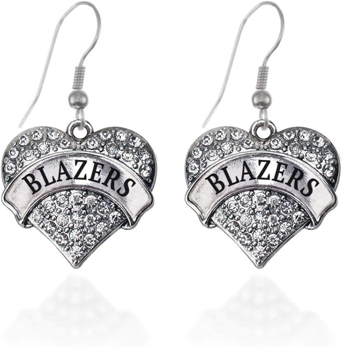 Inspired Silver - Silver Pave Heart Charm French Hook Drop Earrings with Cubic Zirconia Jewelry