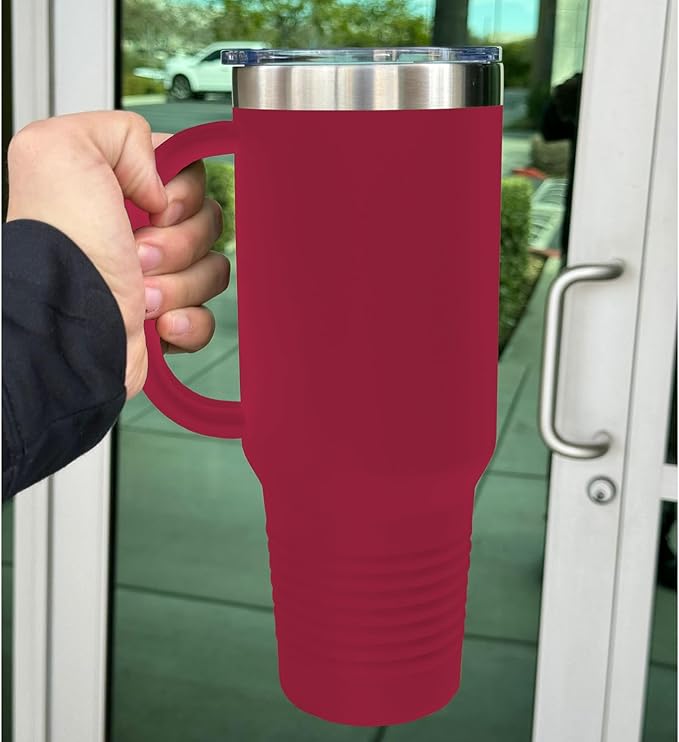 LaserGram 40oz Vacuum Insulated Travel Mug with Handle, CNA Certified Nurse Assistant, Personalized Engraving Included (Maroon)
