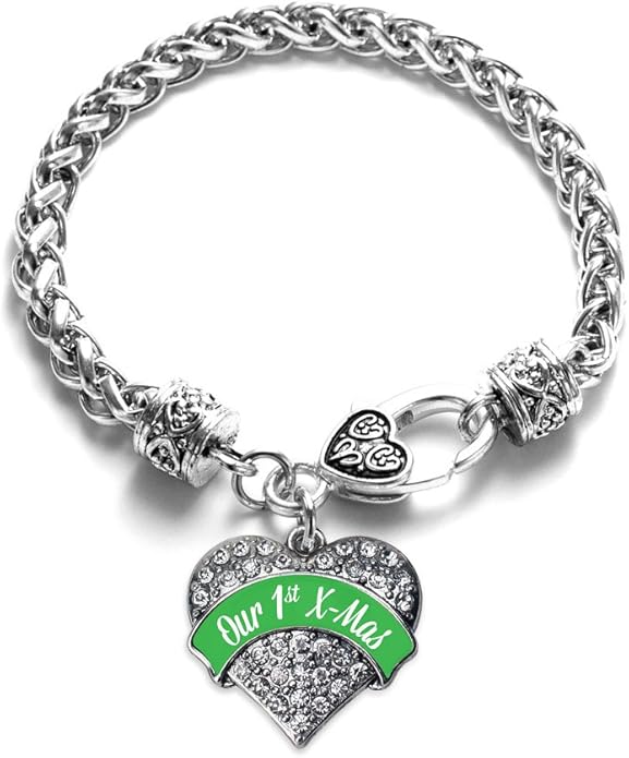 Inspired Silver - Silver Pave Heart Charm Bracelet with Cubic Zirconia Jewelry