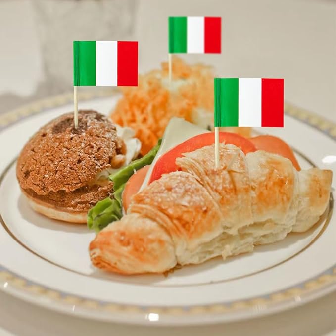 mflagperft Italy Flag Italian Flag, Small Mini Italy Toothpick Flags for Food, Cupcakes, Cocktails, Appetizers, Bar Party Decorations