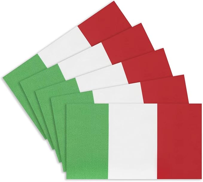 CANTENDO 5Pcs Italy Flag Decal Sticker - Italian Flags Reflective Vinyl Car Stickers - for Car Window Bumper Waterproof Sticker (2.5 x 4.5 Inch)