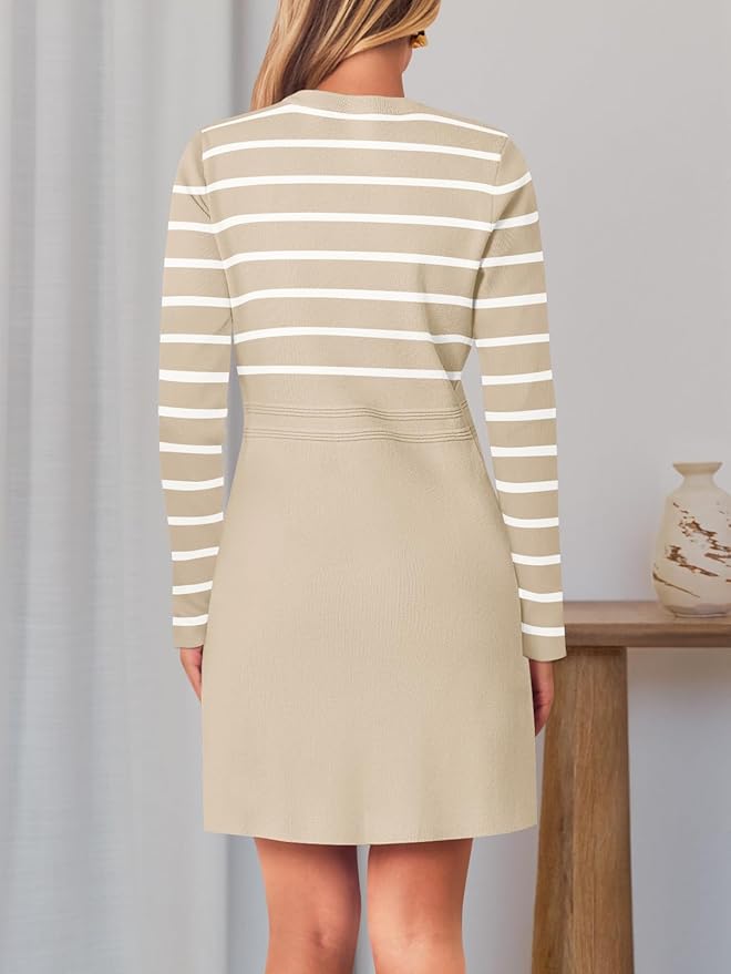 NENONA Women's 2026 Long Sleeve Fall Winter Sweater Dress Spring Fashion Button Elegant Business Casual Work Mini Dresses