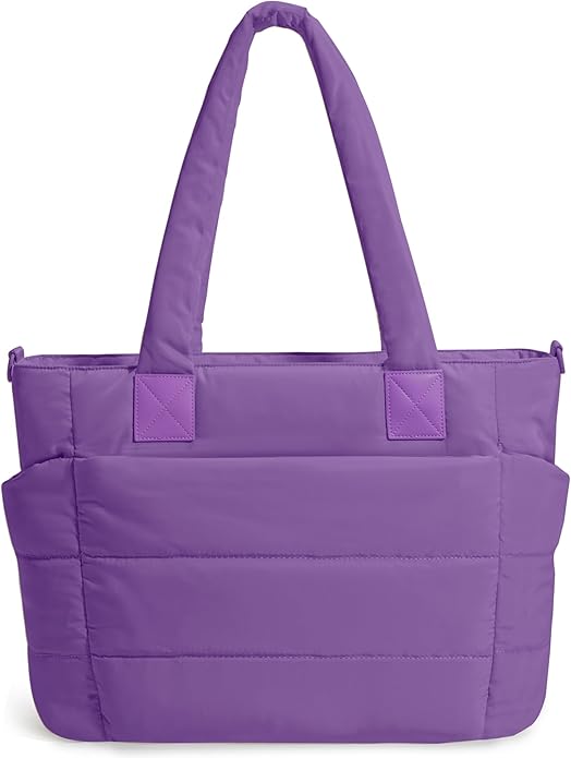 Tote Bag for Women Puffer Tote Bag Large Nurse Bags Shoulder Handbag with Zipper for Work Travel