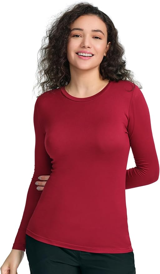 COZYFIT 3 Pack Scrub Undershirts Long Sleeve Women - Underscrub Comfort Tee